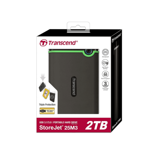 Transcend 2TB USB 3.1 Portable External Hard Drive 25M3 StoreJet