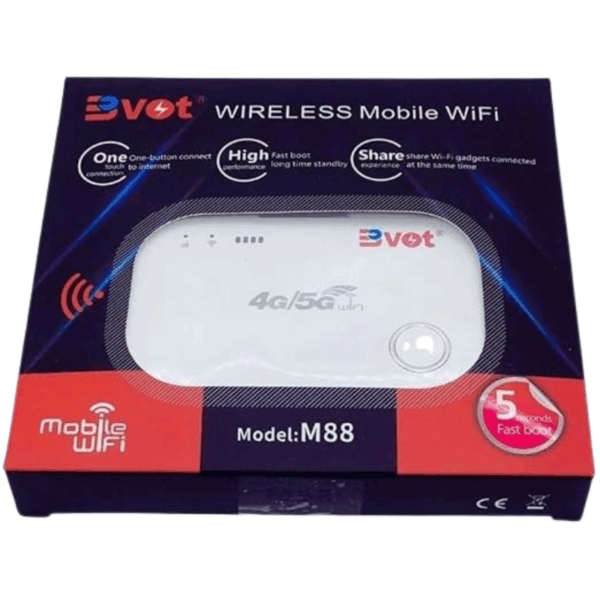 BVOT M88 4G/5G Wi-Fi Mobile Hotspot One-Button Connect Fast Boot Share Multiple Devices