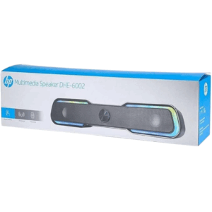 HP DHE-6002 Wired Speaker 3.5mm AUX Connectivity Surround Sound PC and Phone Compatible Easy Volume Controls Touch-Controlled RGB Lighting - Black